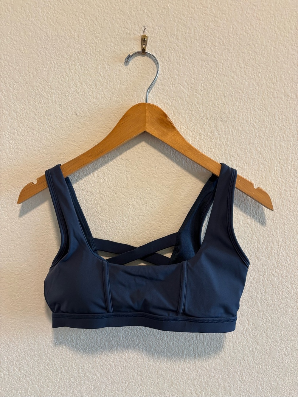 Pop flex Corset Crisscross Back Navy Sports Bra - Supportive Everyday Activewear